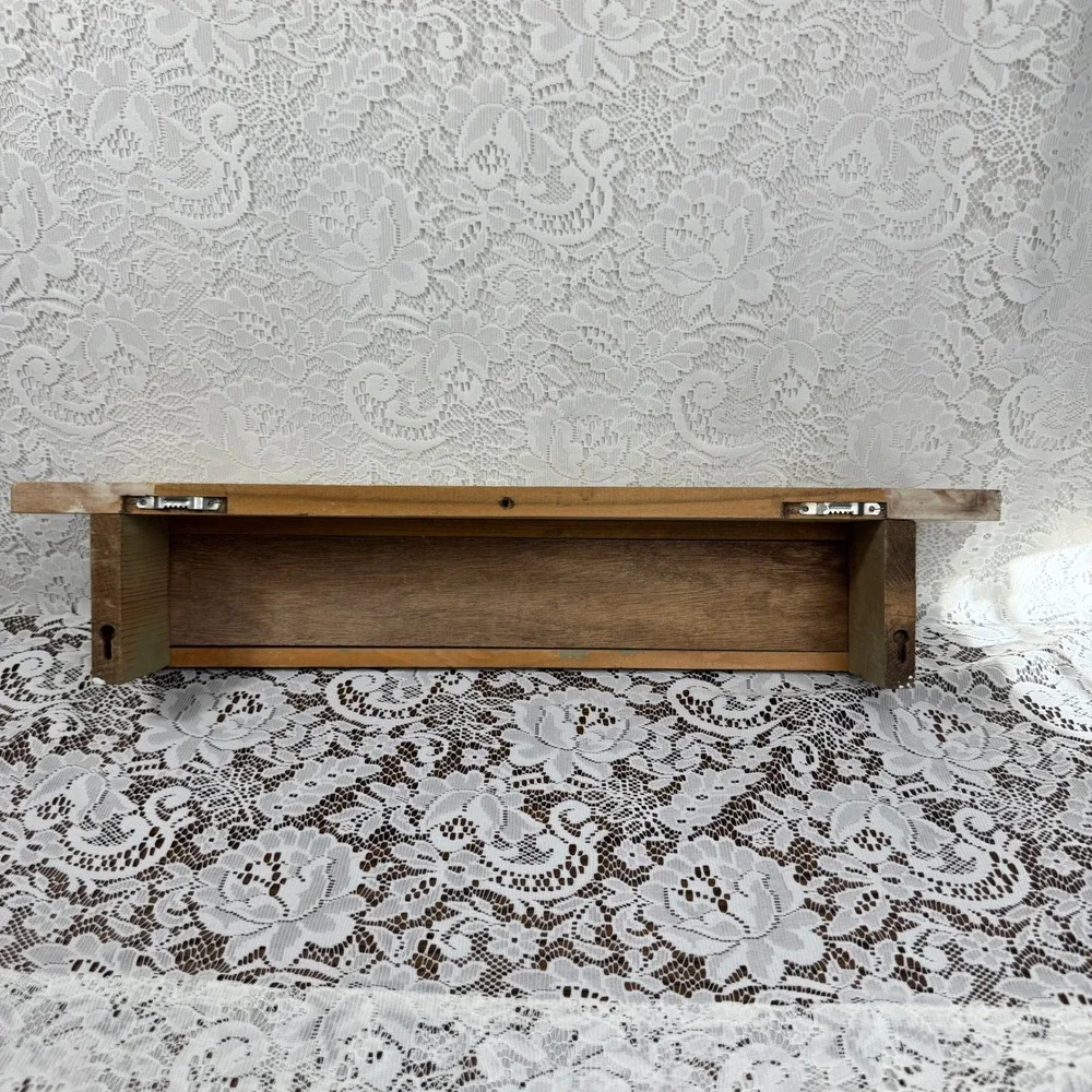 Rustic Distressed Wood Floating Display Shelf Wall Mount Plate Rail Whitewash